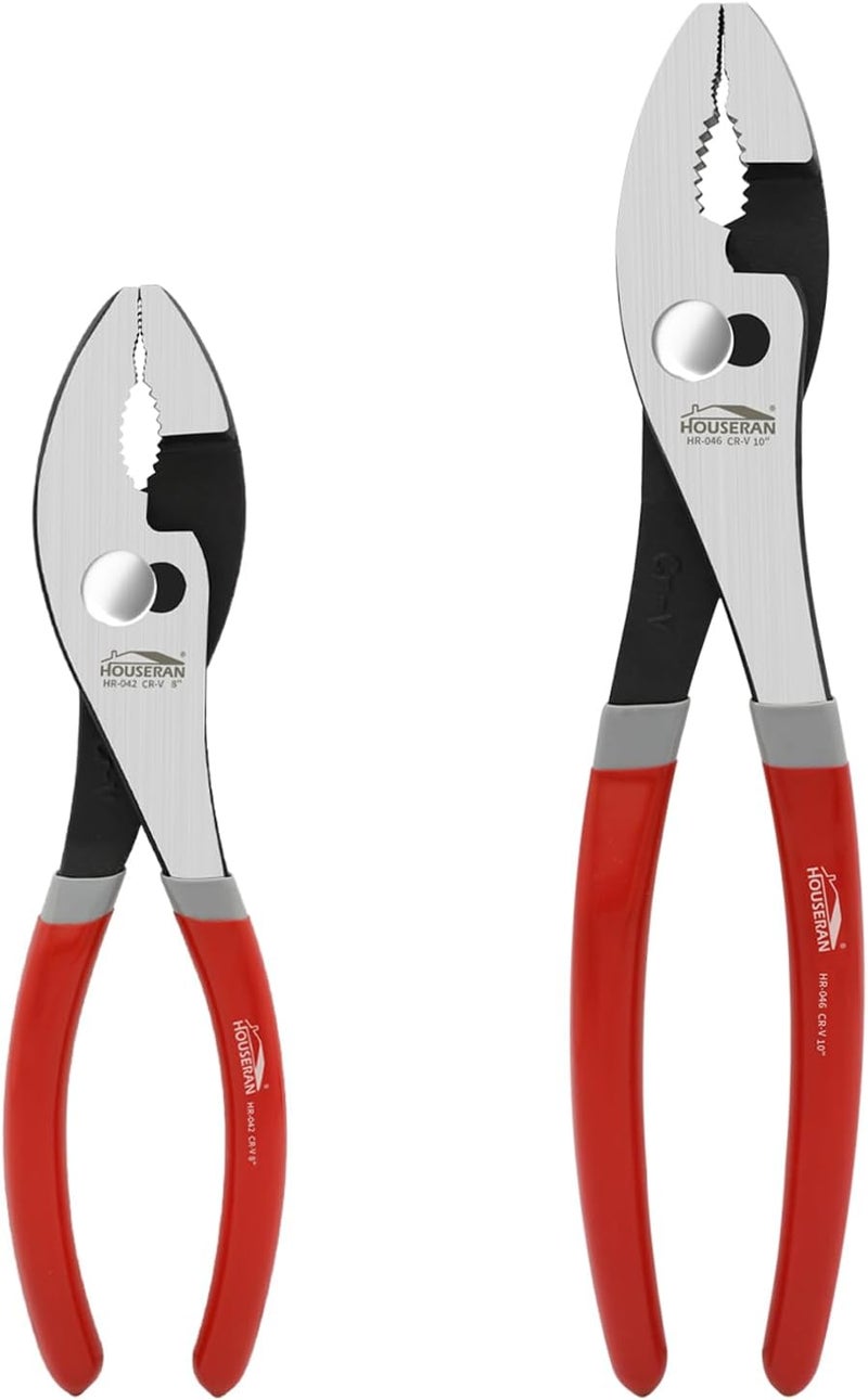 HOUSERAN 8-In and 10-In 2 PCS Slip Joint Pliers, Small Pliers with Non Slip Handle, High Carbon Steel, 8 Inch Grip Pliers for Tightening, Loosening and Gripping Nuts and Bolts - Image 1